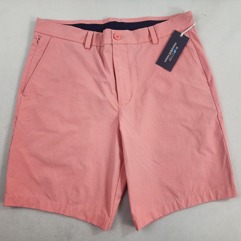Vineyard Vines OTG shorts W 32 9" pockets zip passion fruit 1H001073 $98 mens